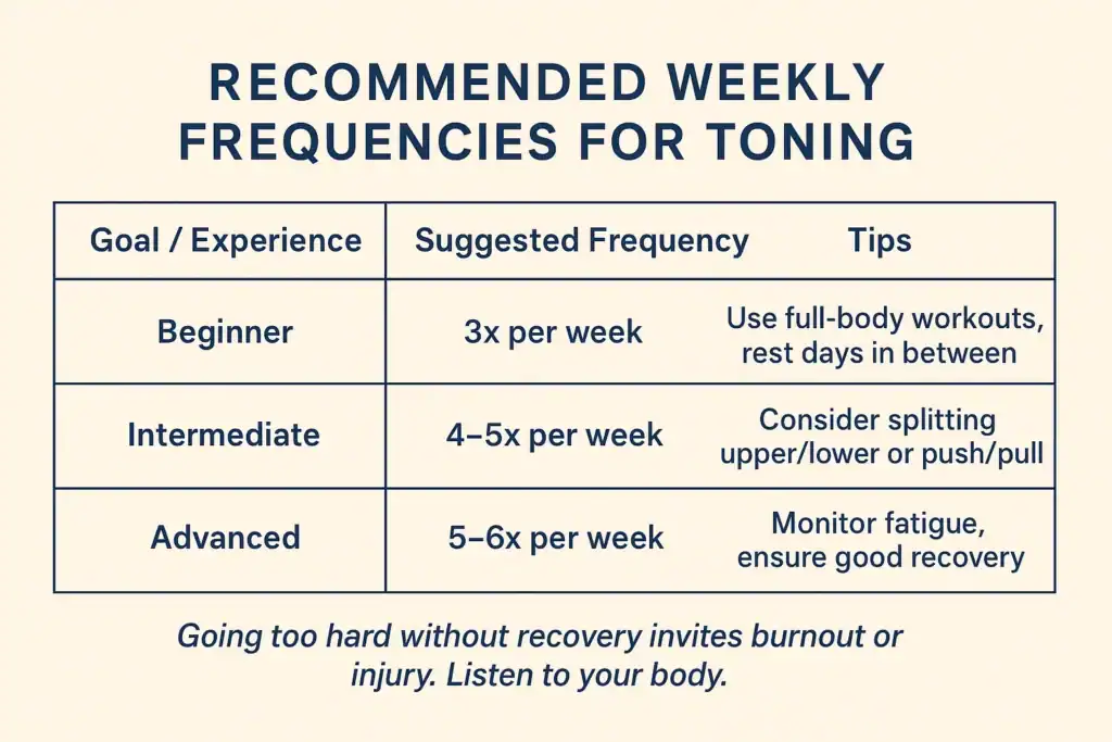Achieving the Perfect Tone: How Often Should You Exercise for Results? 2 Graphic to show how often you should do exercise to help with toning Derbyshire