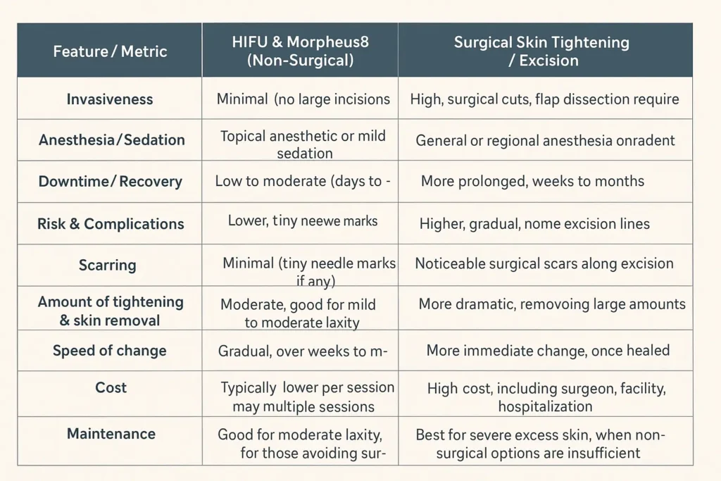 The Science of Skin Tightening 2 Table of skin tightening Derbyshire benefits compared to surgical options